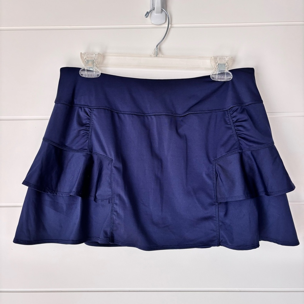 ATHLETA Sweetness Skort Women's Size Medium Navy Blue Ruffle